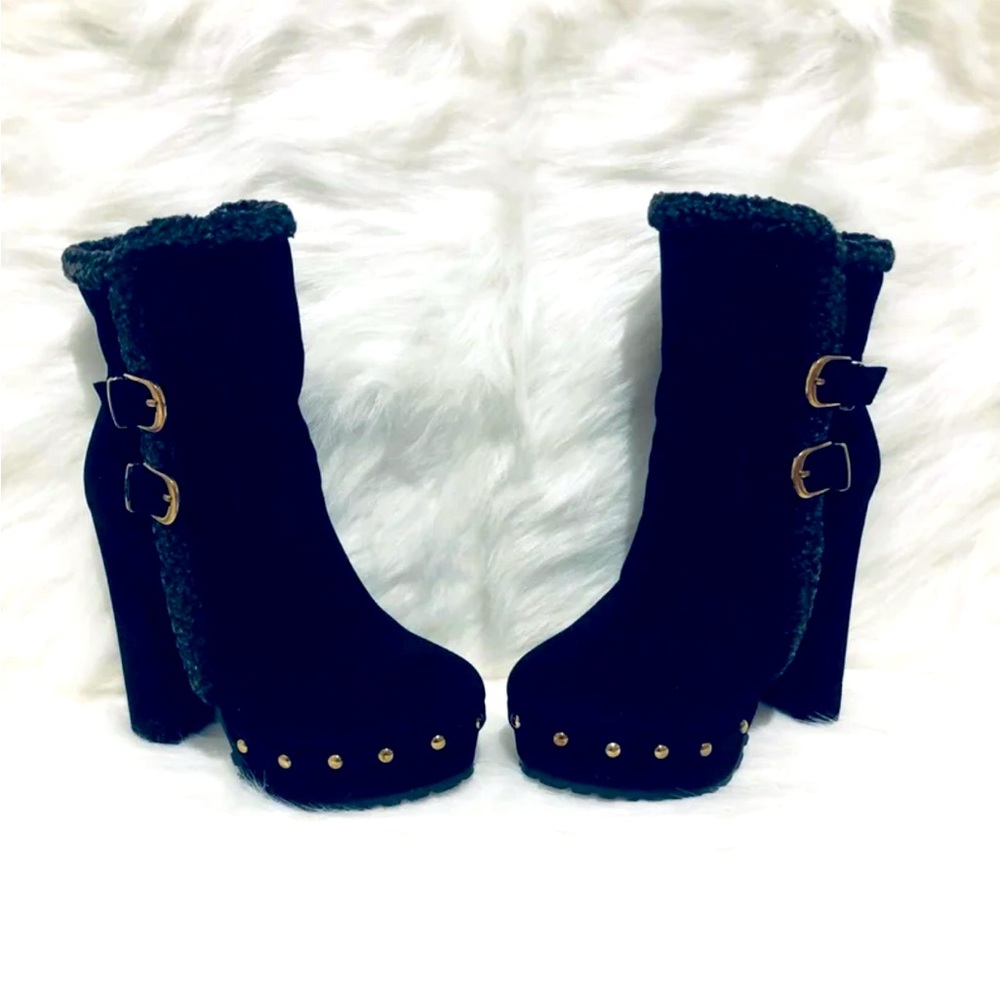 Kazi Black Suede, 5 inch heel, Ankle Boots